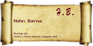 Hohn Barna névjegykártya
